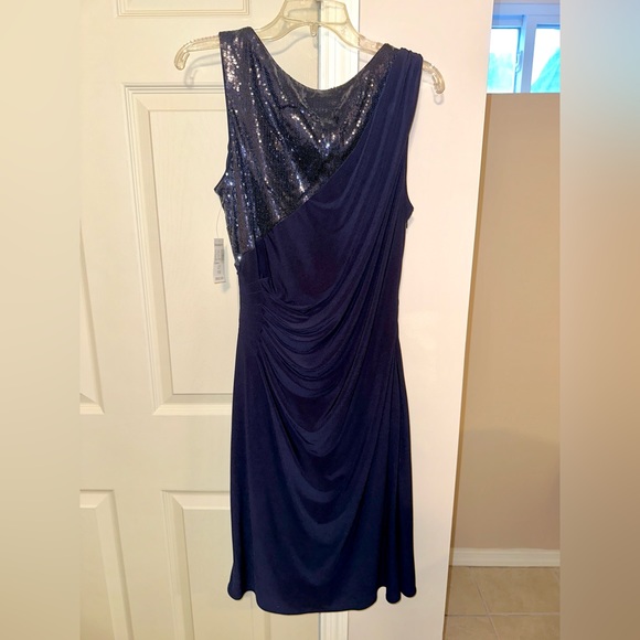 NWT Roz & Ali Ruched Navy sequined dress size 16 - Picture 3 of 8